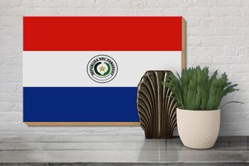 Panneau en bois drapeau du Paraguay 30x20cm Drapeau du Paraguay 3
