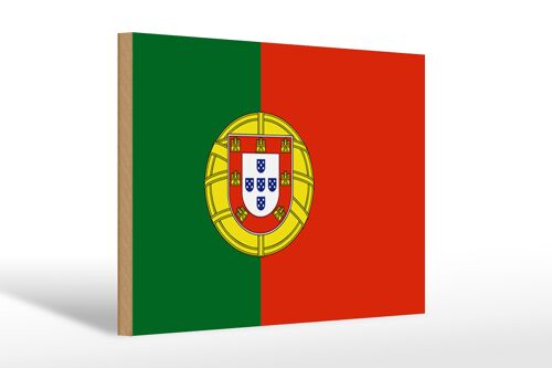 Holzschild Flagge Portugals 30x20cm Flag of Portugal