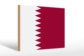 Panneau en bois Drapeau du Qatar 30x20cm Drapeau du Qatar 1