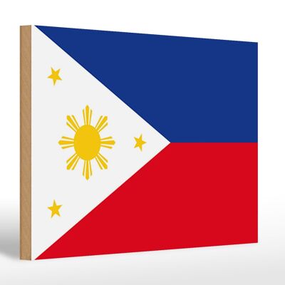 Letrero de madera bandera Filipinas 30x20cm Bandera de Filipinas