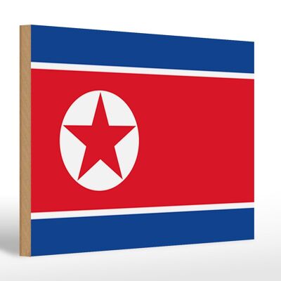 Letrero de madera bandera de Corea del Norte 30x20cm Bandera de Corea del Norte