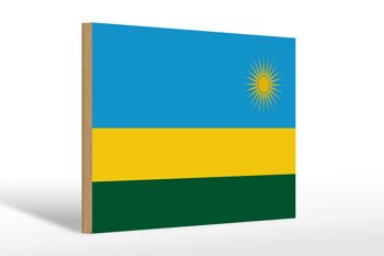 Panneau en bois drapeau du Rwanda 30x20cm Drapeau du Rwanda 1