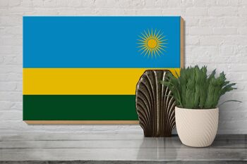 Panneau en bois drapeau du Rwanda 30x20cm Drapeau du Rwanda 3