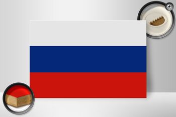 Panneau en bois drapeau de la Russie 30x20cm Drapeau de la Russie 2