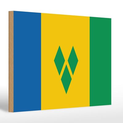 Panneau en bois drapeau Saint-Vincent-et-Grenadines 30x20cm