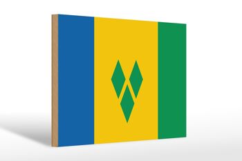 Panneau en bois drapeau Saint-Vincent-et-Grenadines 30x20cm 1