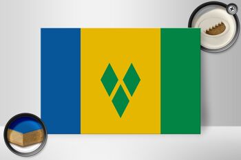 Panneau en bois drapeau Saint-Vincent-et-Grenadines 30x20cm 2
