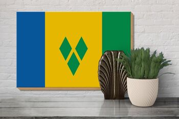 Panneau en bois drapeau Saint-Vincent-et-Grenadines 30x20cm 3