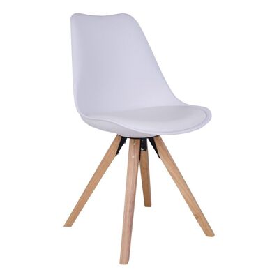 Bergen Dining Chair - Chaise en blanc avec pieds en bois naturel