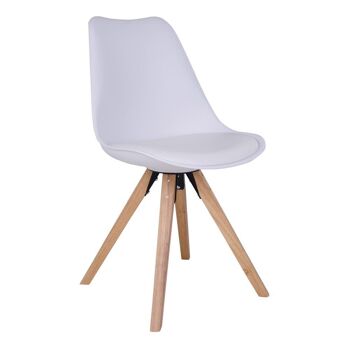 Bergen Dining Chair - Chaise en blanc avec pieds en bois naturel 1