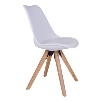 Bergen Dining Chair - Chaise en blanc avec pieds en bois naturel 3
