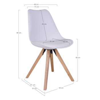 Bergen Dining Chair - Chaise en blanc avec pieds en bois naturel 6