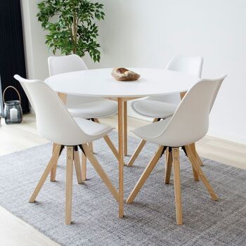 Bergen Dining Chair - Chaise en blanc avec pieds en bois naturel 7