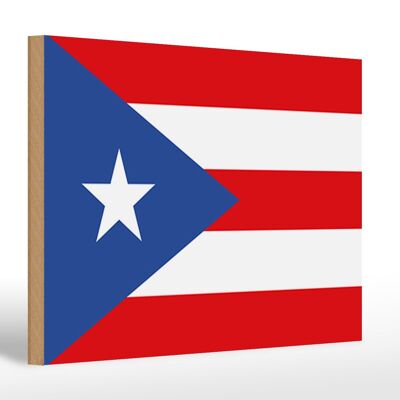 Letrero de madera bandera de Puerto Rico 30x20cm Bandera de Puerto Rico
