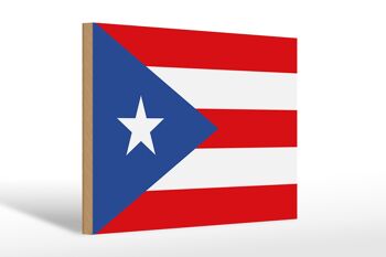 Panneau en bois drapeau de Porto Rico 30x20cm Drapeau de Porto Rico 1