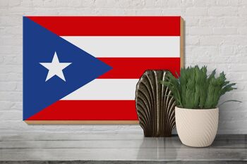 Panneau en bois drapeau de Porto Rico 30x20cm Drapeau de Porto Rico 3