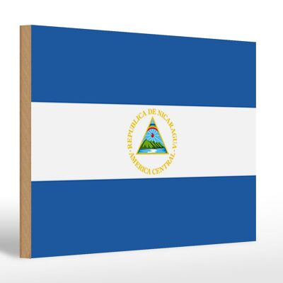 Letrero de madera Bandera de Nicaragua 30x20cm Bandera de Nicaragua