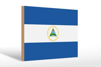 Panneau en bois drapeau du Nicaragua 30x20cm Drapeau du Nicaragua 1