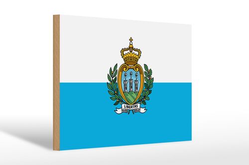 Holzschild Flagge San Marinos 30x20cm Flag of San Marino