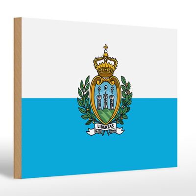 Cartello in legno bandiera di San Marino 30x20cm Bandiera di San Marino