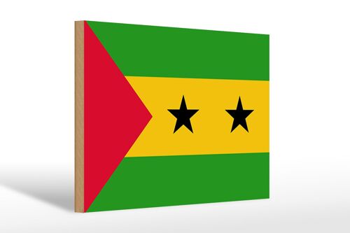 Holzschild Flagge São Tomé und Príncipe 30x20cm São Tomé