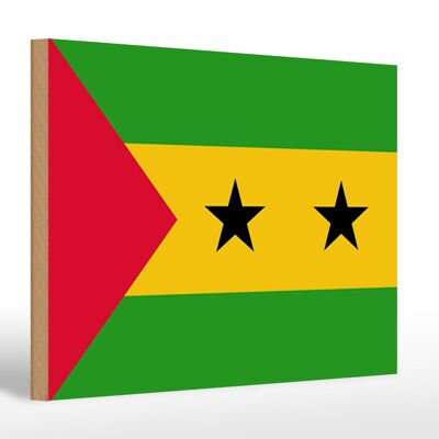 Letrero de madera bandera Santo Tomé y Príncipe 30x20cm Santo Tomé