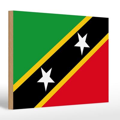 Bandera de madera St. Kitts y Nevis 30x20cm San Cristóbal