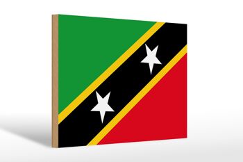 Panneau en bois drapeau St. Kitts et Nevis 30x20cm Saint Kitts 1
