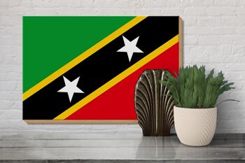 Panneau en bois drapeau St. Kitts et Nevis 30x20cm Saint Kitts 3