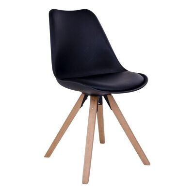 Bergen Dining Chair - Sedia nera con gambe in legno naturale