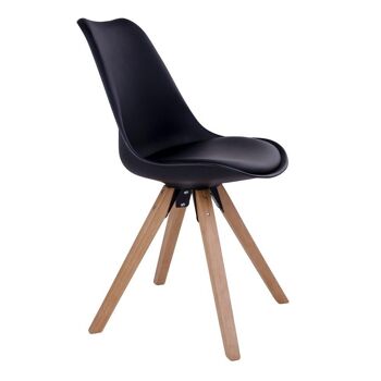 Bergen Dining Chair - Chaise en noir avec pieds en bois naturel 3