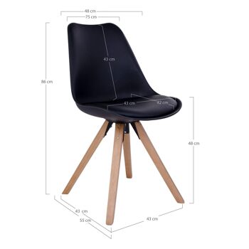 Bergen Dining Chair - Chaise en noir avec pieds en bois naturel 5