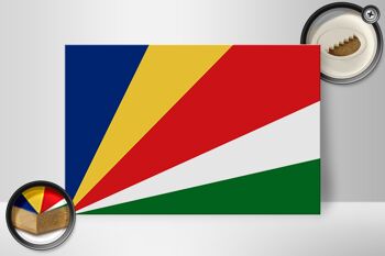 Panneau en bois drapeau Seychelles 30x20cm Drapeau des Seychelles 2