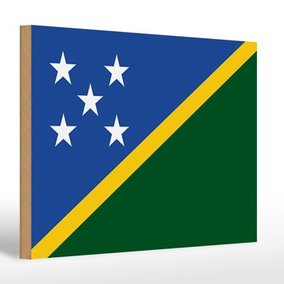 Cartello in legno bandiera Isole Salomone 30x20cm Bandiera Isole Salomone