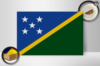 Panneau en bois drapeau Îles Salomon 30x20cm Drapeau Îles Salomon 2
