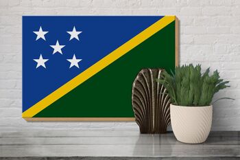 Panneau en bois drapeau Îles Salomon 30x20cm Drapeau Îles Salomon 3