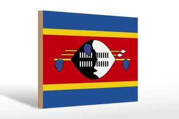 Panneau en bois drapeau du Swaziland 30x20cm drapeau d'Eswatini 1