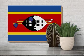 Panneau en bois drapeau du Swaziland 30x20cm drapeau d'Eswatini 3