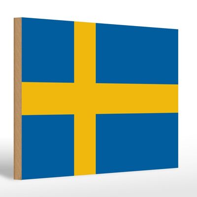 Panneau en bois drapeau de la Suède 30x20cm Drapeau de la Suède