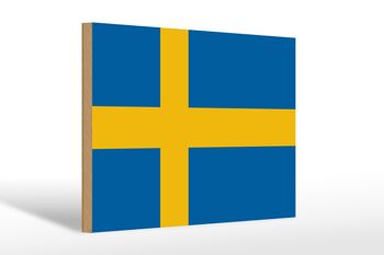 Panneau en bois drapeau de la Suède 30x20cm Drapeau de la Suède 1