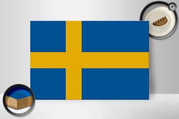 Panneau en bois drapeau de la Suède 30x20cm Drapeau de la Suède 2