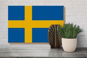 Panneau en bois drapeau de la Suède 30x20cm Drapeau de la Suède 3