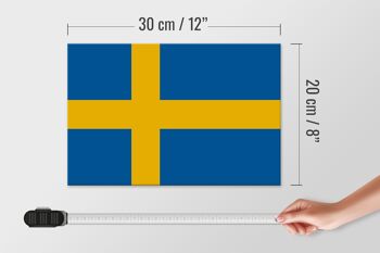 Panneau en bois drapeau de la Suède 30x20cm Drapeau de la Suède 4