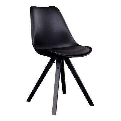 Bergen Dining Chair - Stuhl in schwarz mit schwarzen Holzbeinen