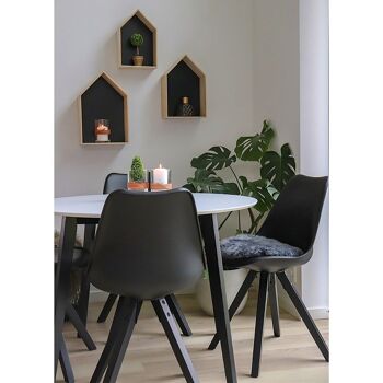 Bergen Dining Chair - Chaise en noir avec pieds en bois noir 2
