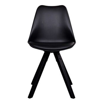 Bergen Dining Chair - Chaise en noir avec pieds en bois noir 3