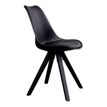 Bergen Dining Chair - Chaise en noir avec pieds en bois noir 4