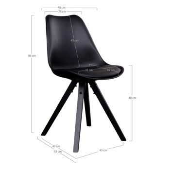Bergen Dining Chair - Chaise en noir avec pieds en bois noir 6