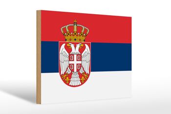 Panneau en bois drapeau de la Serbie 30x20cm Drapeau de la Serbie 1