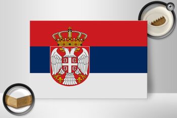 Panneau en bois drapeau de la Serbie 30x20cm Drapeau de la Serbie 2